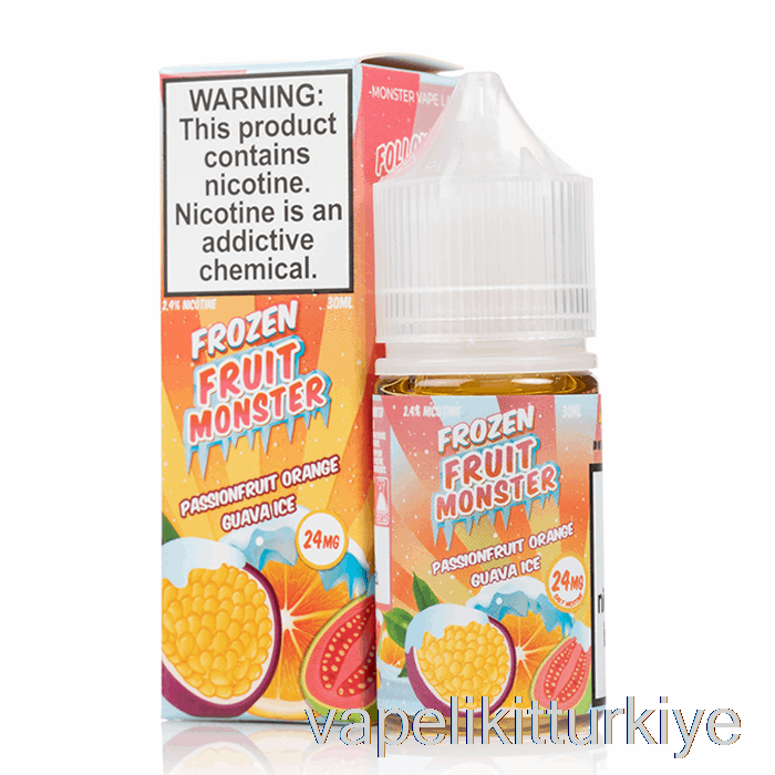 Vape Elektronik Sigara Buz çarkıfelek Meyvesi Portakal Guava - Dondurulmuş Meyve Canavarı Tuzları - 30ml 48mg